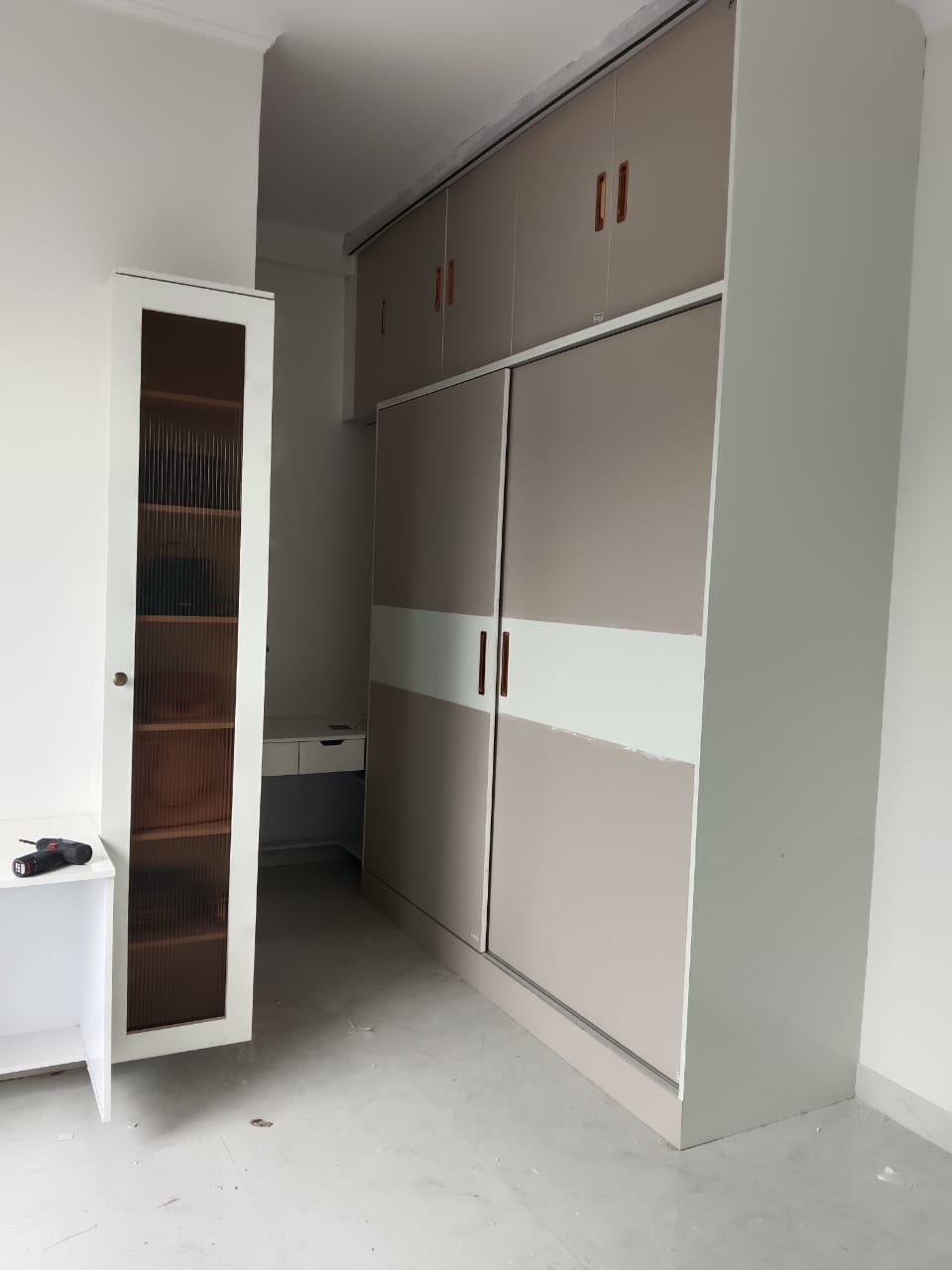 Beige White Sliding Wardrobe Loft