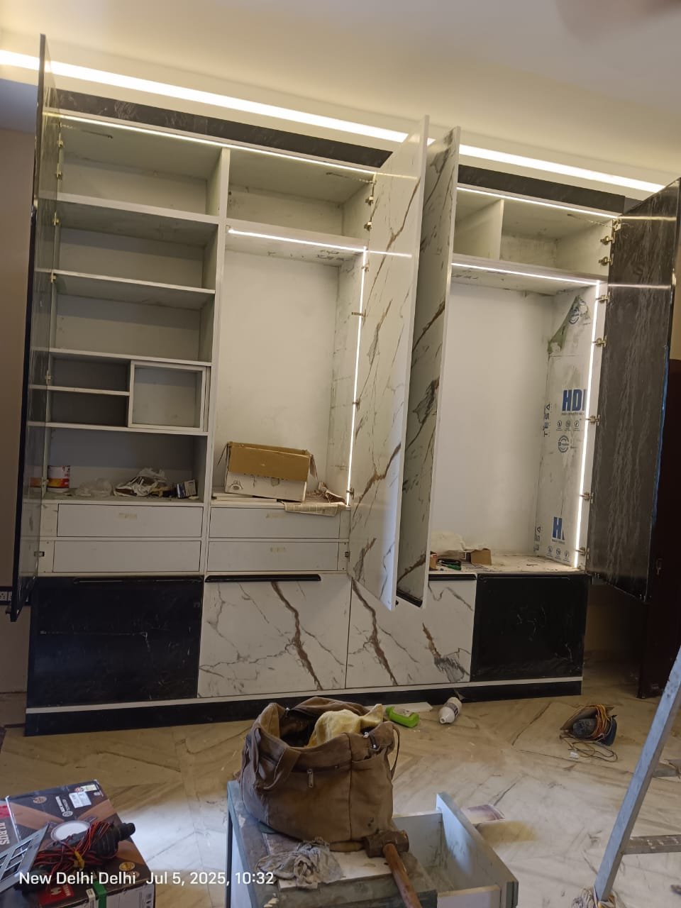 Italian Marble Wardrobe Led Open
